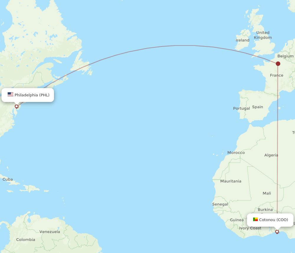 PHL-COO flight routes