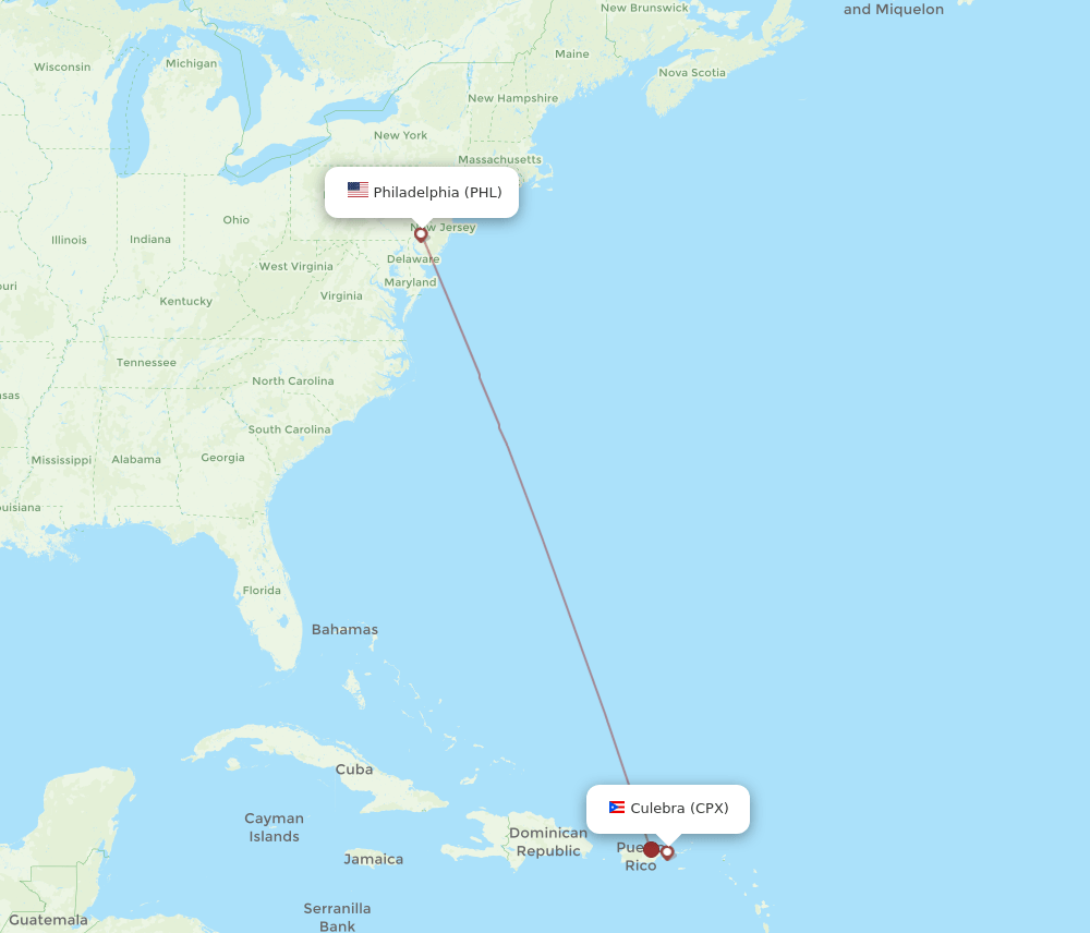 PHL-CPX flight routes