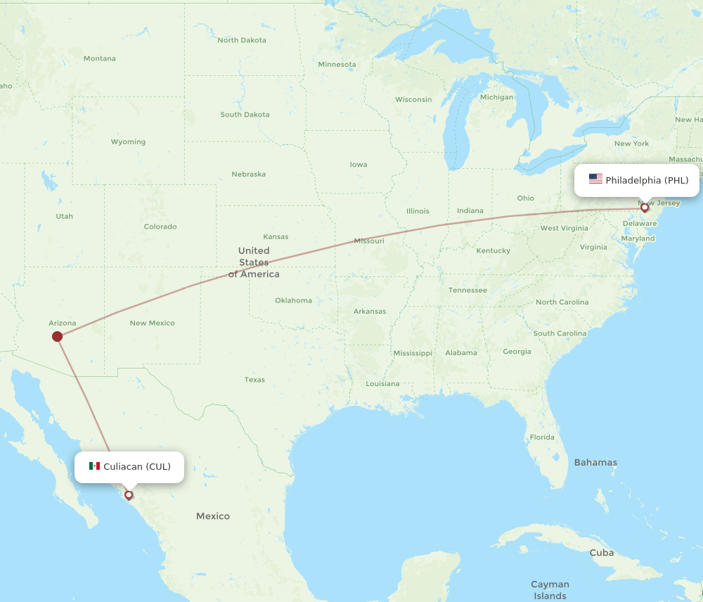 PHL-CUL flight routes