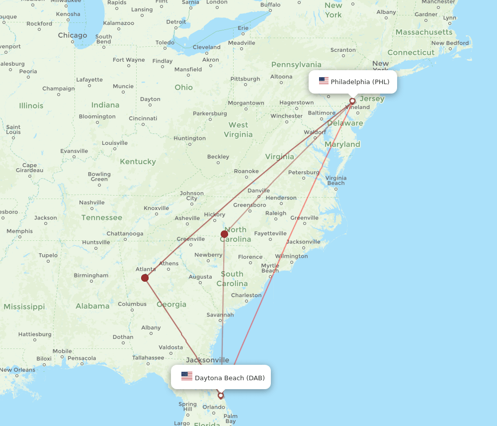 PHL-DAB flight routes