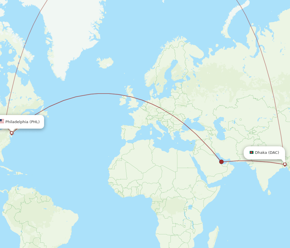 PHL-DAC flight routes