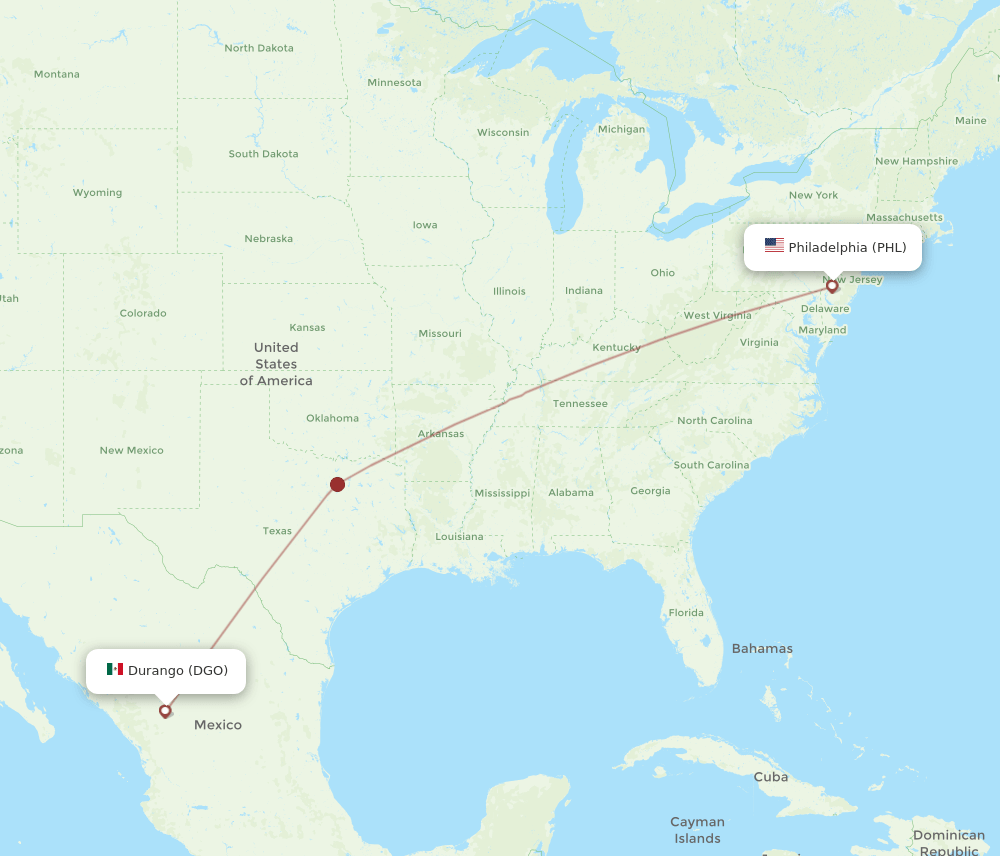 PHL-DGO flight routes