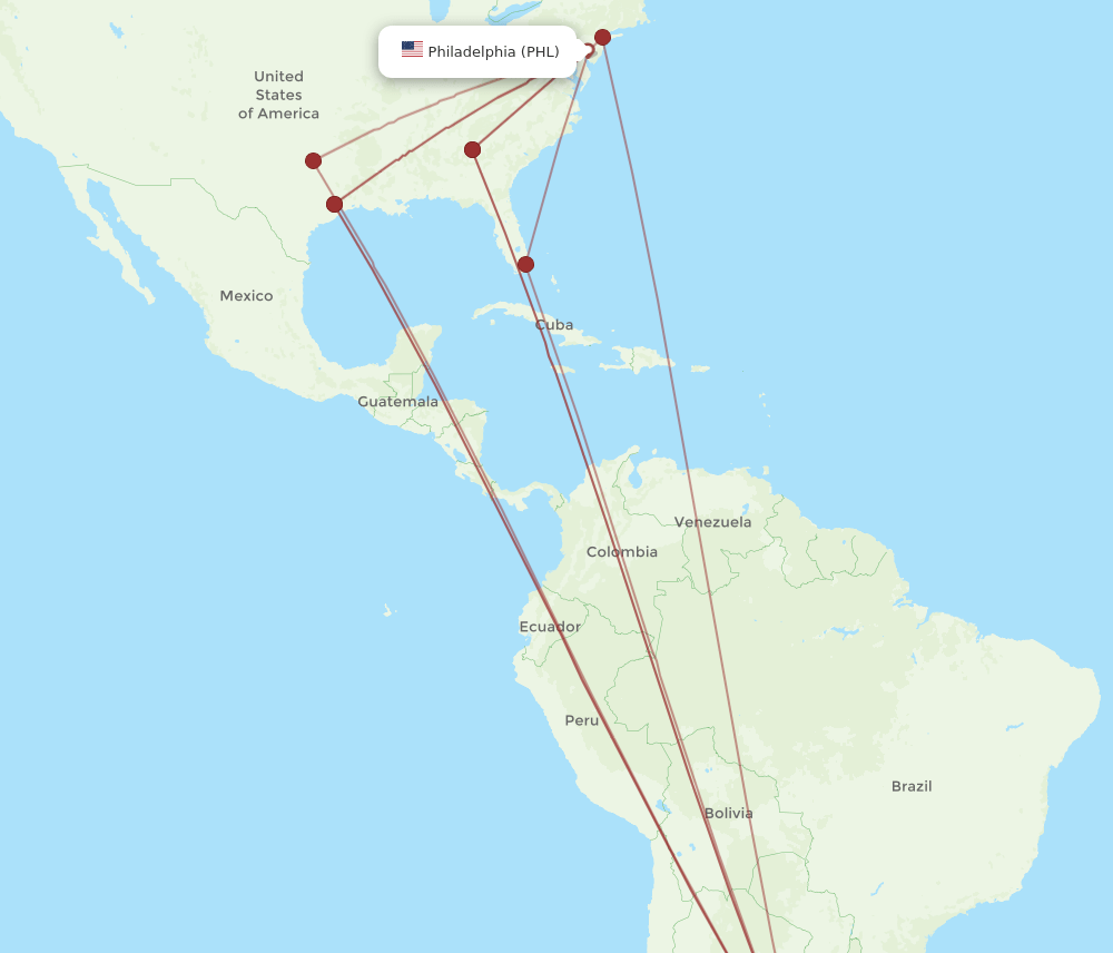 PHL to EZE flights and routes map