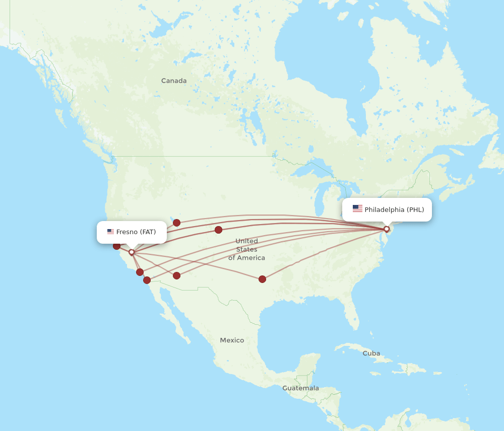 PHL-FAT flight routes