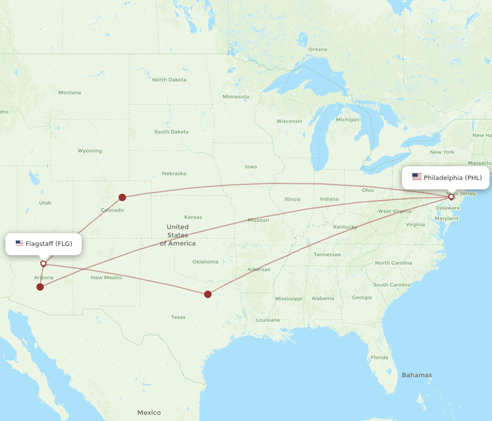 PHL-FLG flight routes