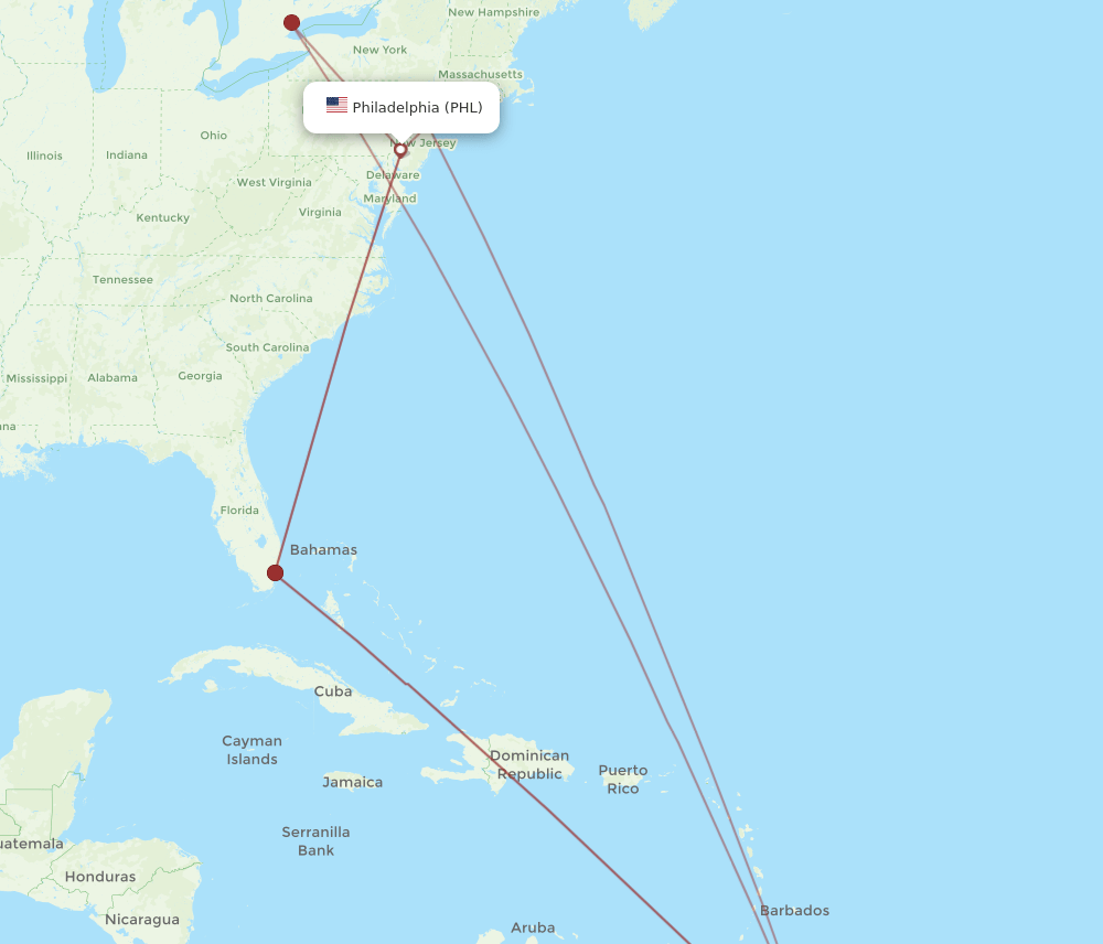 PHL to GEO flights and routes map
