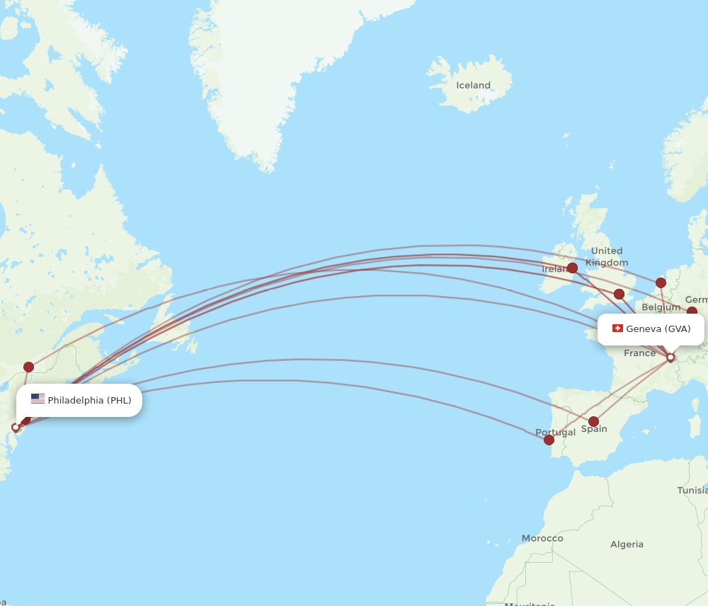 PHL-GVA flight routes