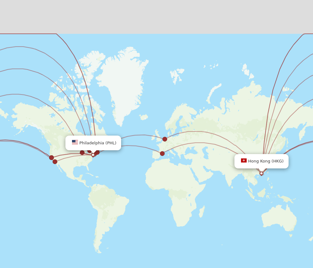 PHL-HKG flight routes