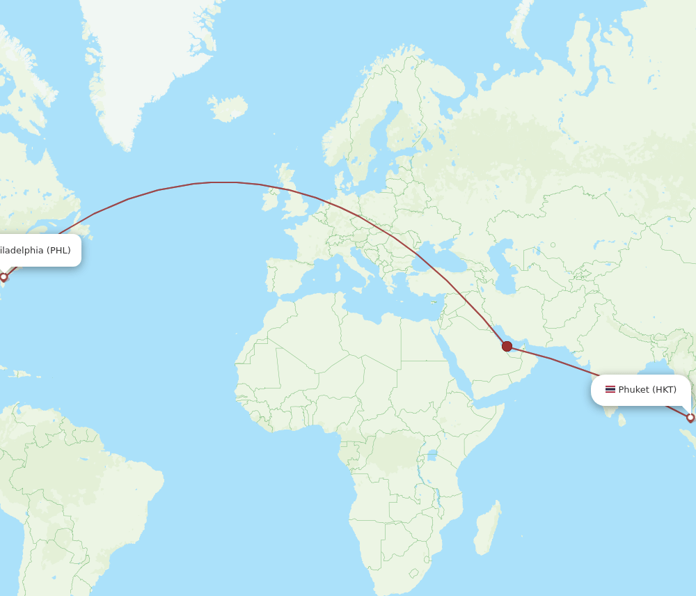 PHL-HKT flight routes