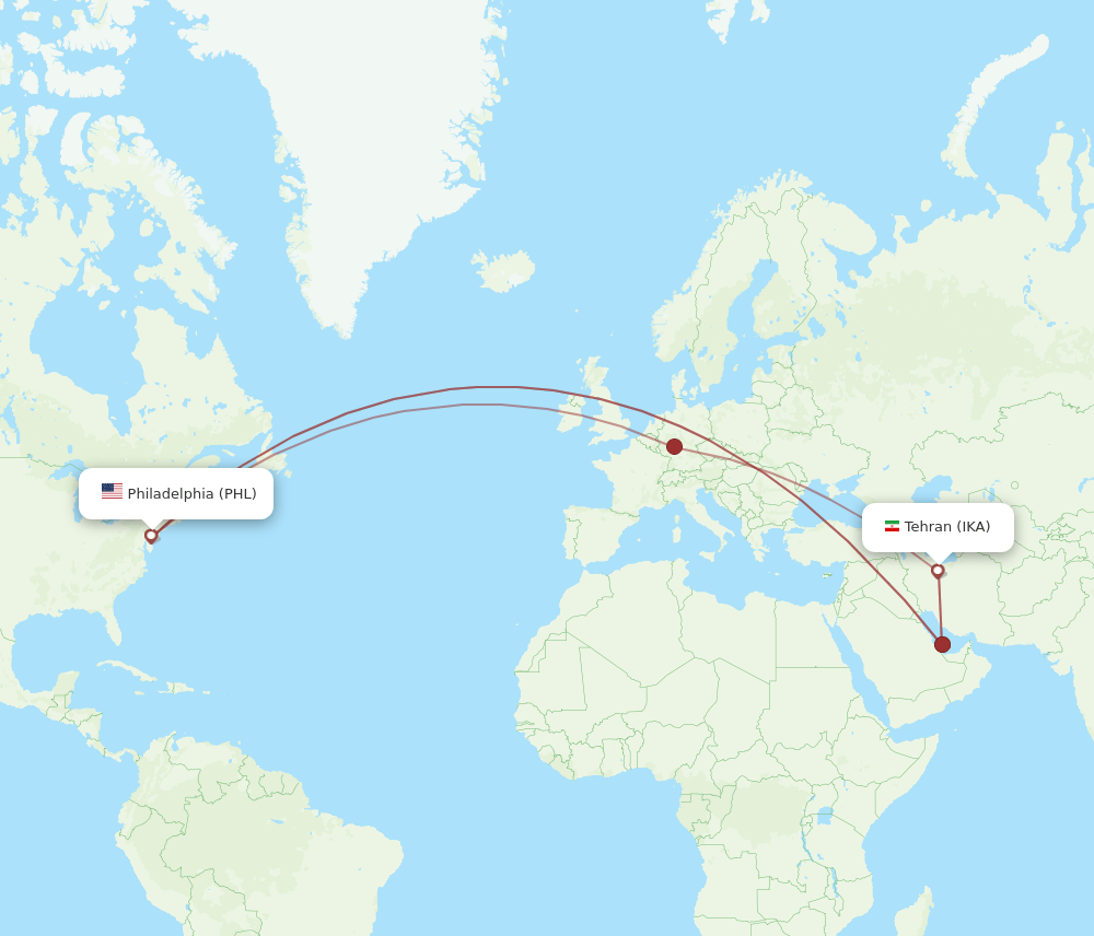 PHL-IKA flight routes
