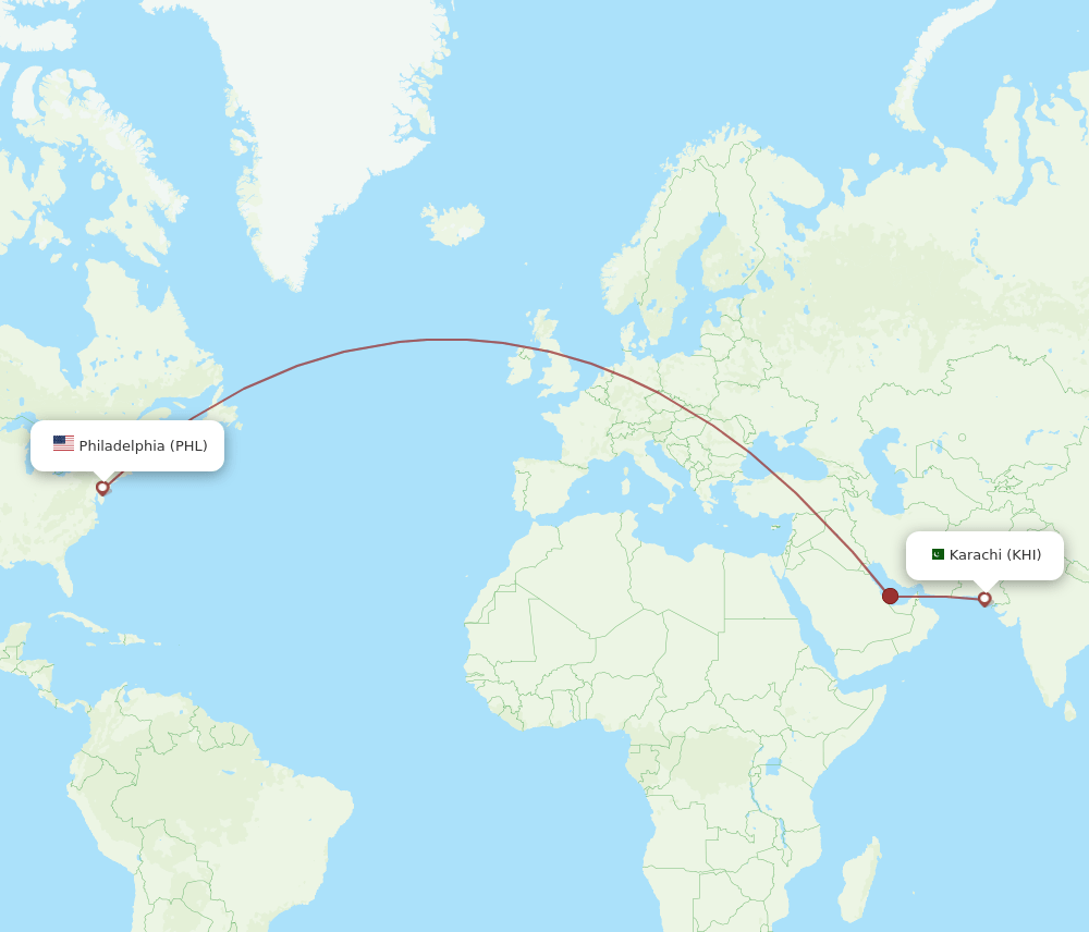 PHL-KHI flight routes