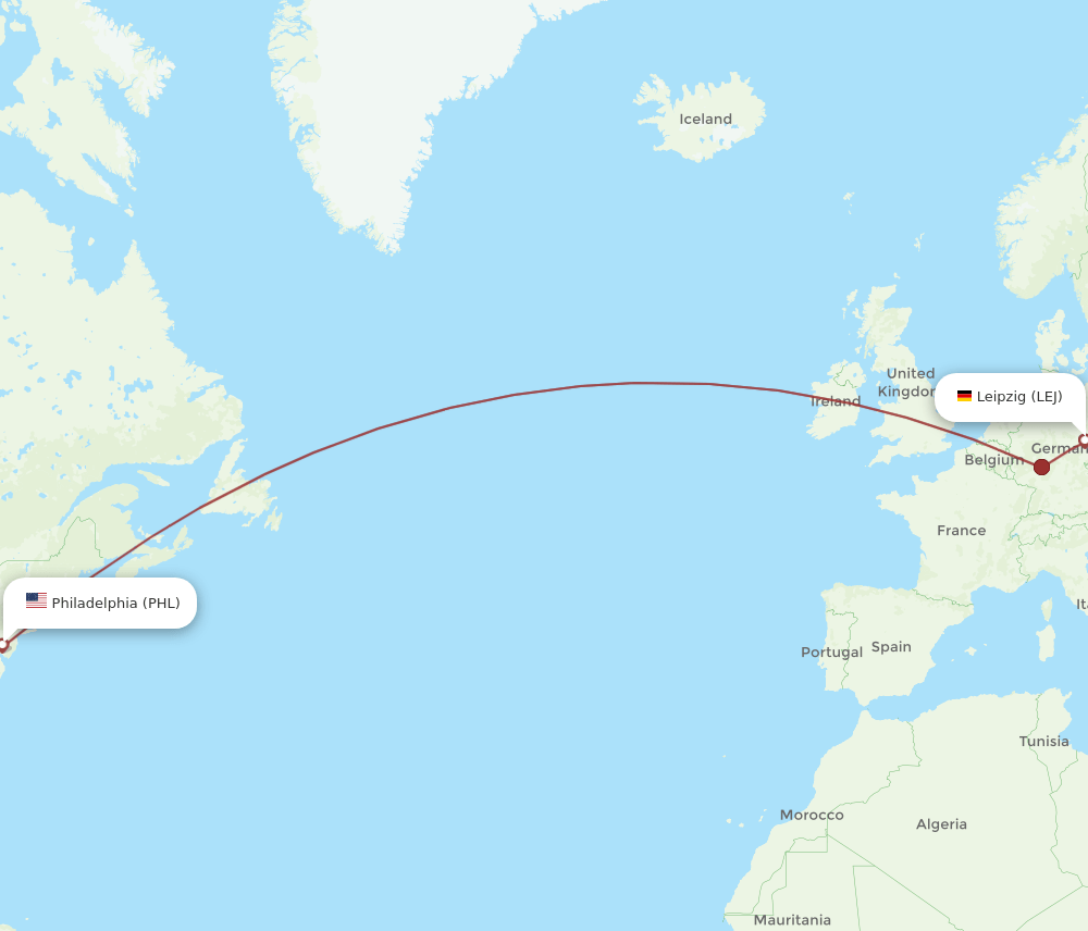 PHL-LEJ flight routes