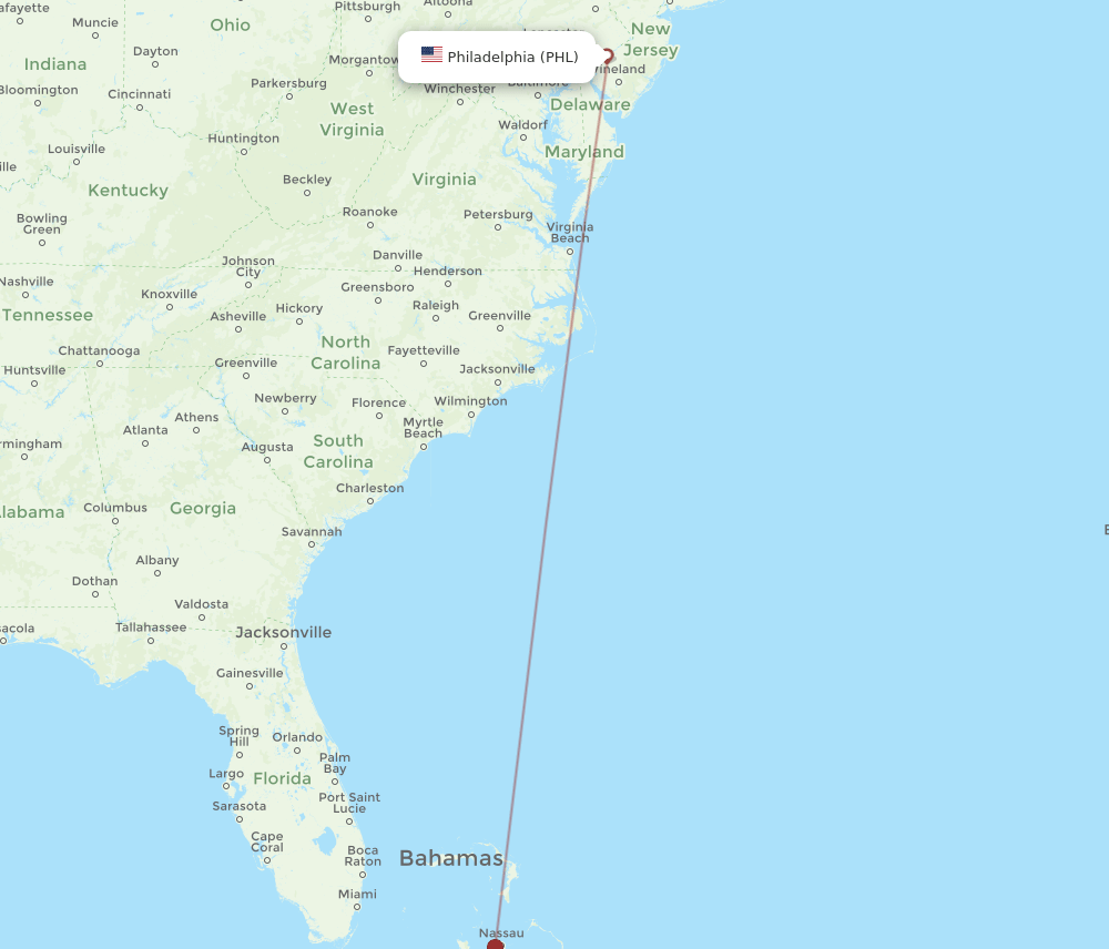 PHL-LGI flight routes