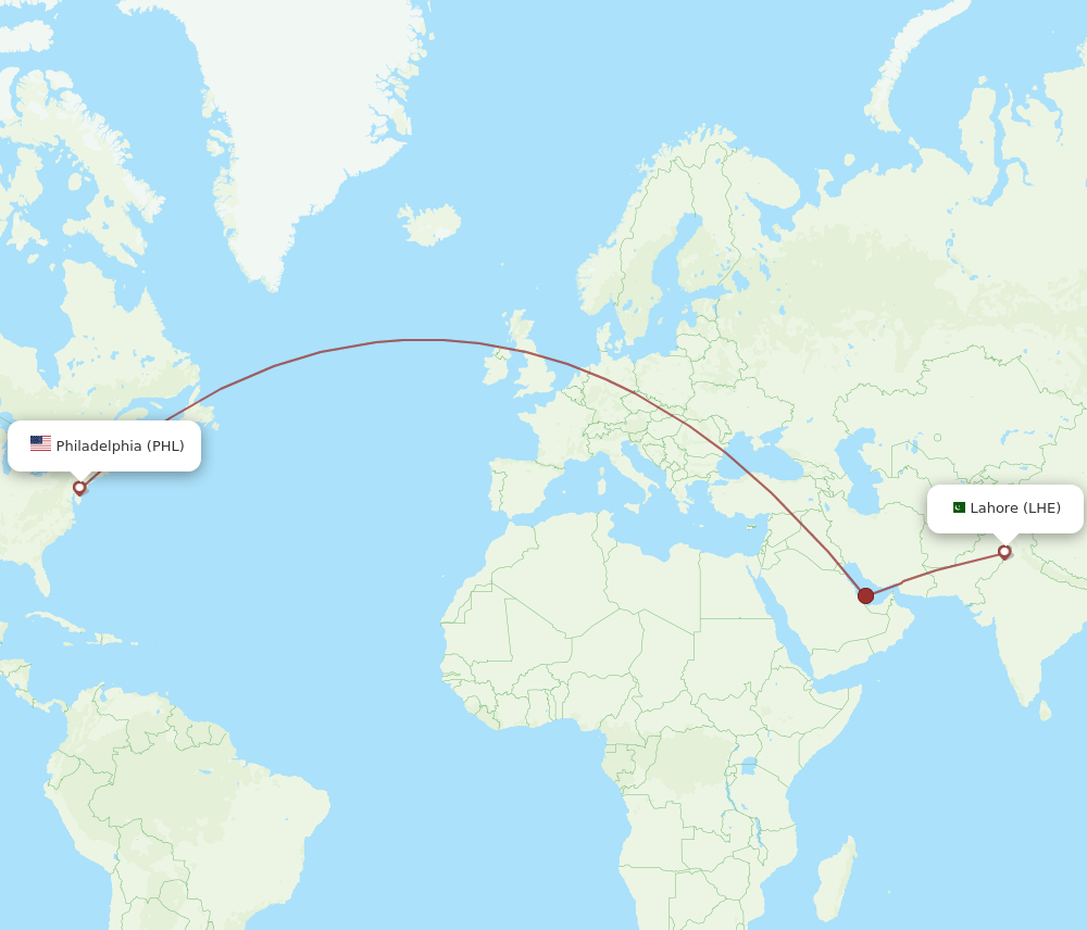 PHL-LHE flight routes