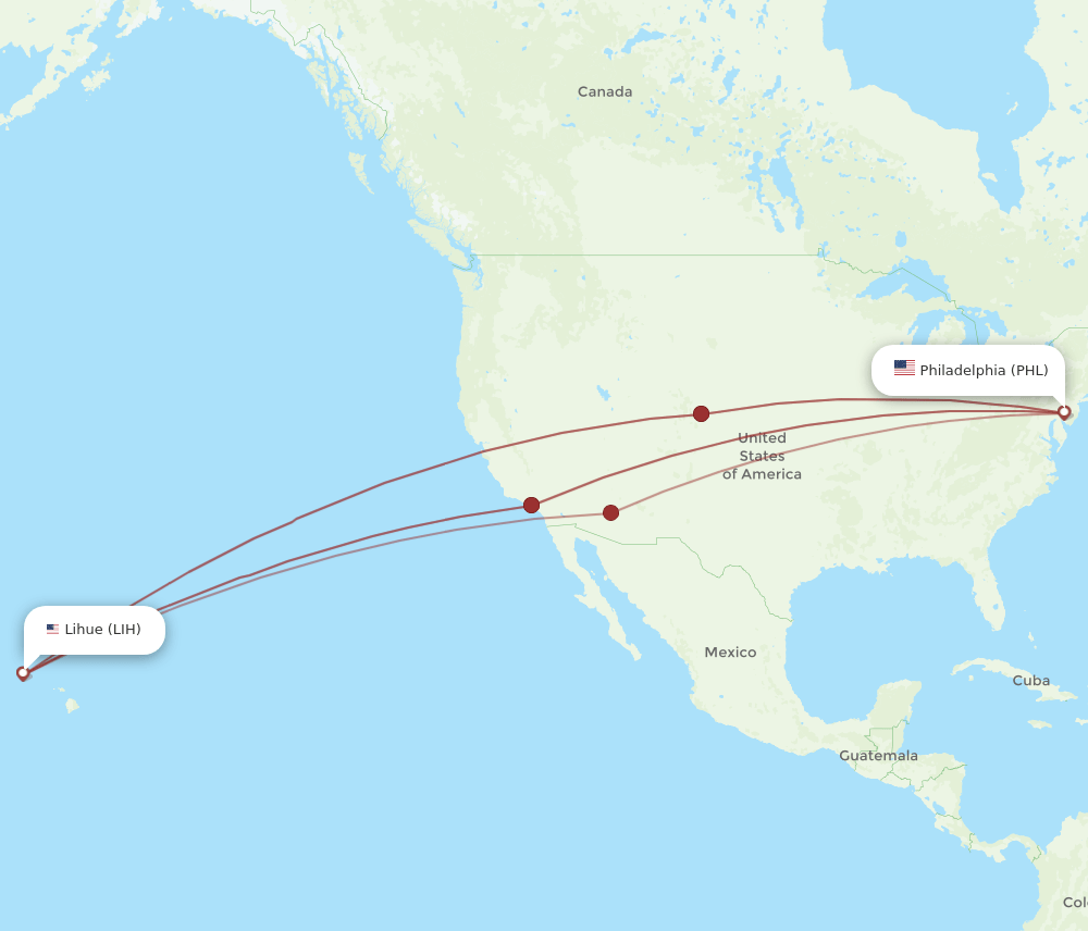 PHL-LIH flight routes