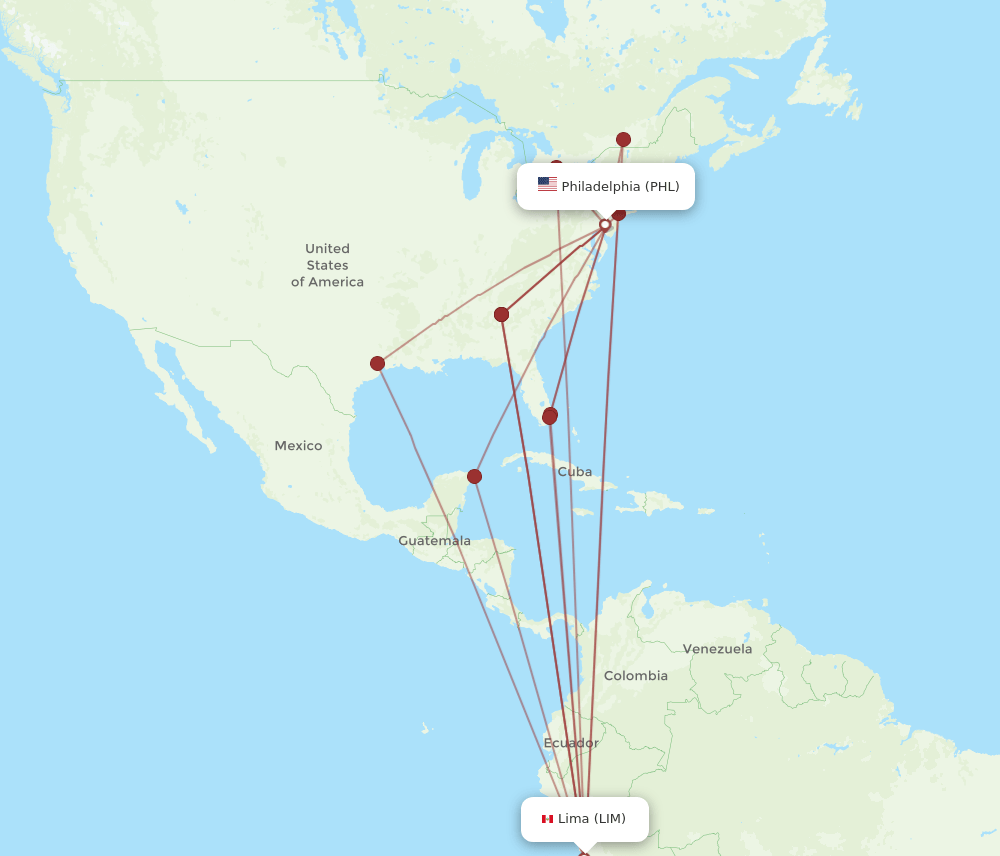 PHL-LIM flight routes