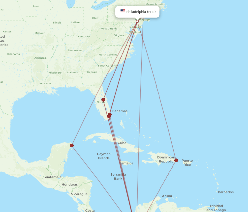 PHL-MDE flight routes