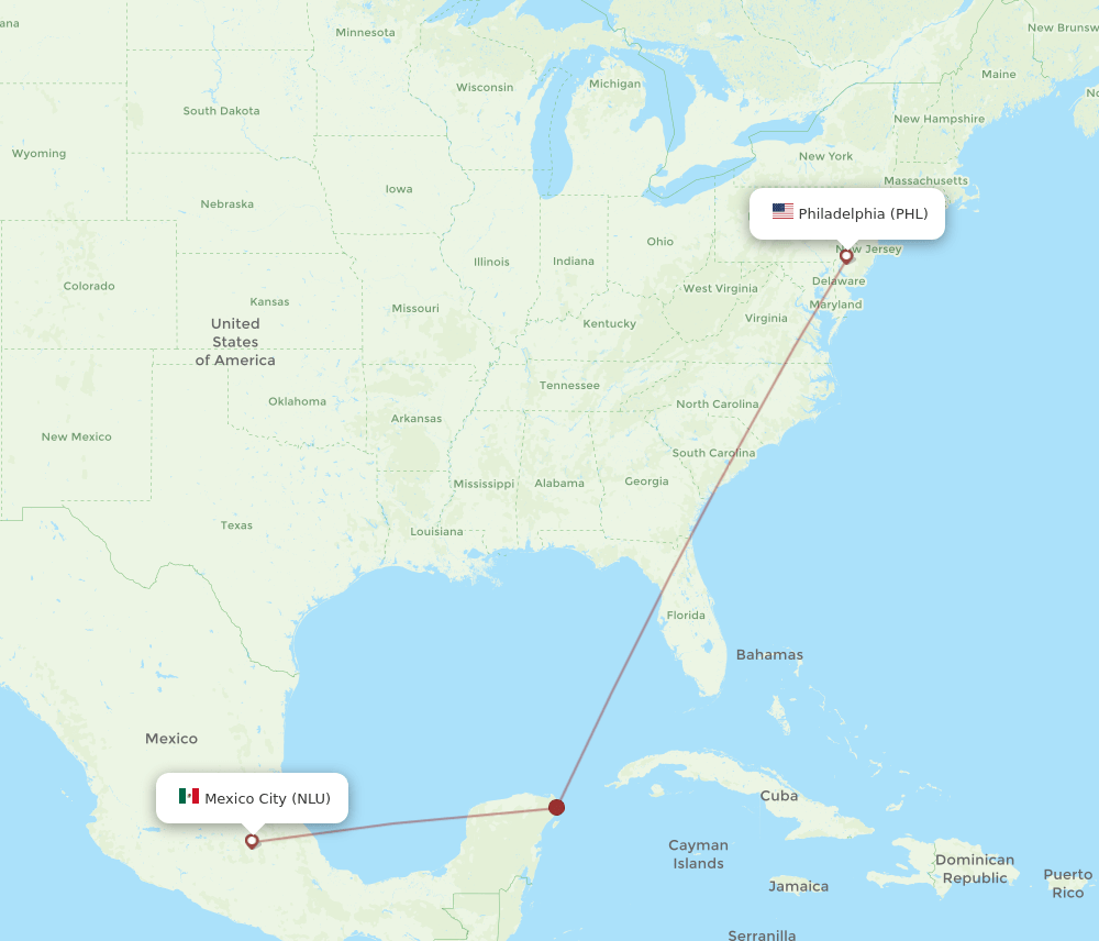 PHL-NLU flight routes
