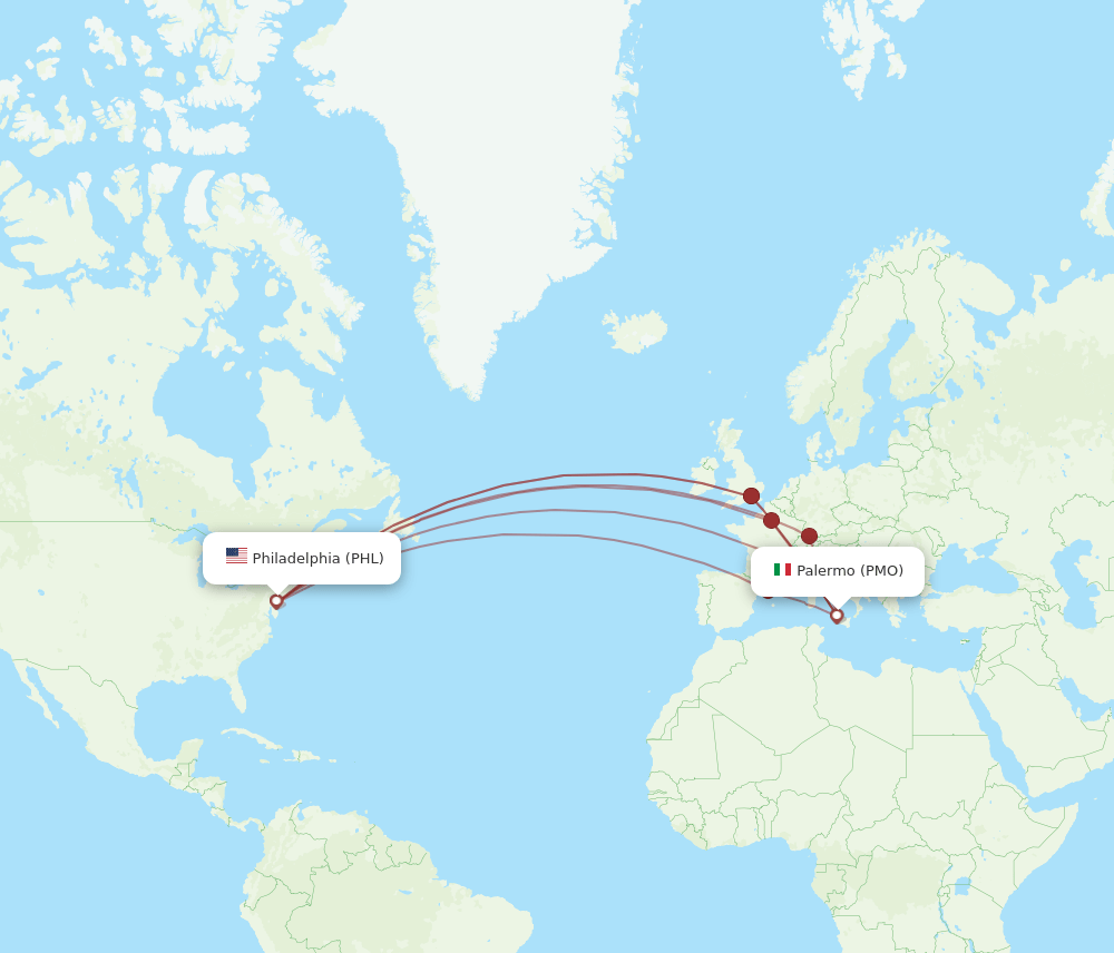 PHL-PMO flight routes