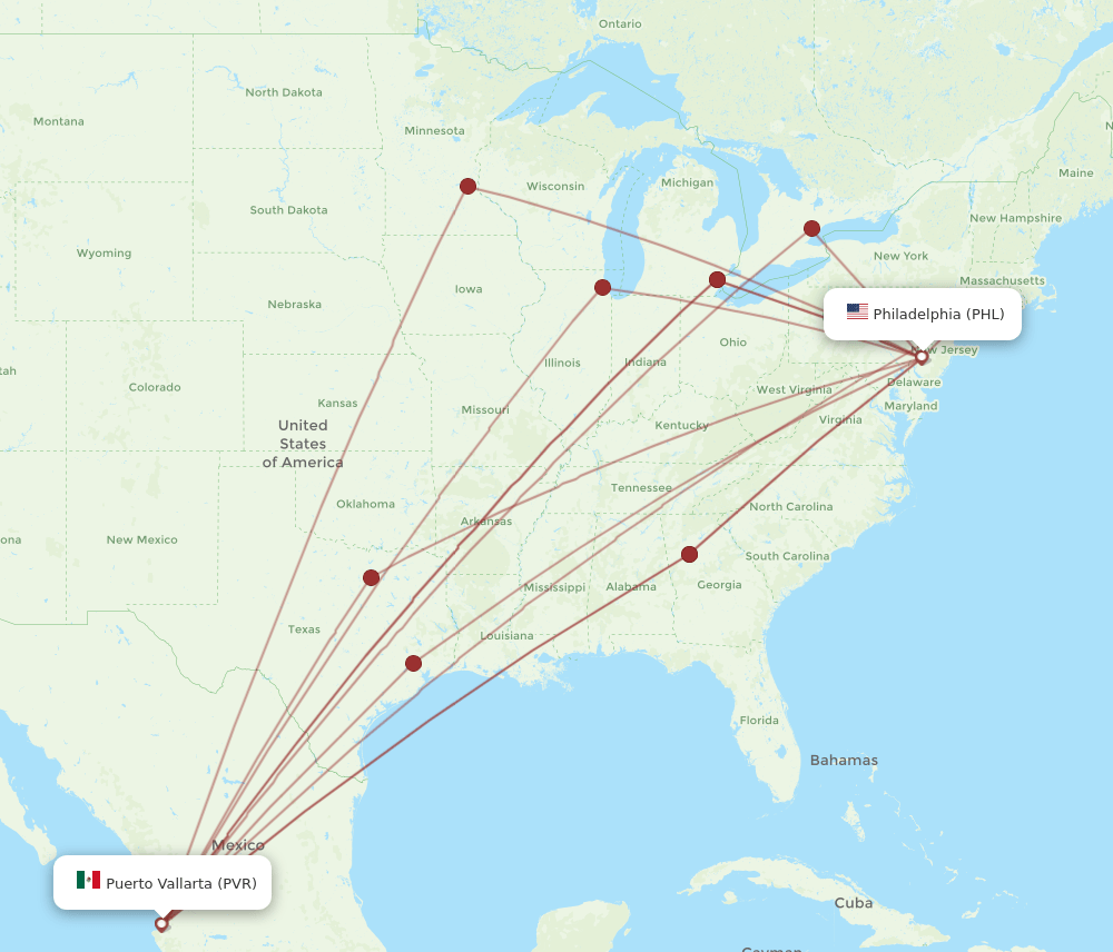 PHL-PVR flight routes
