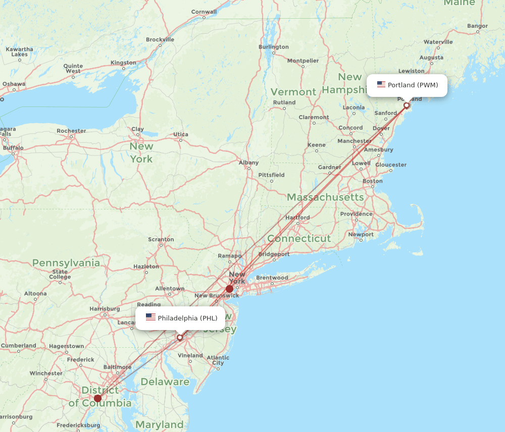 PHL-PWM flight routes