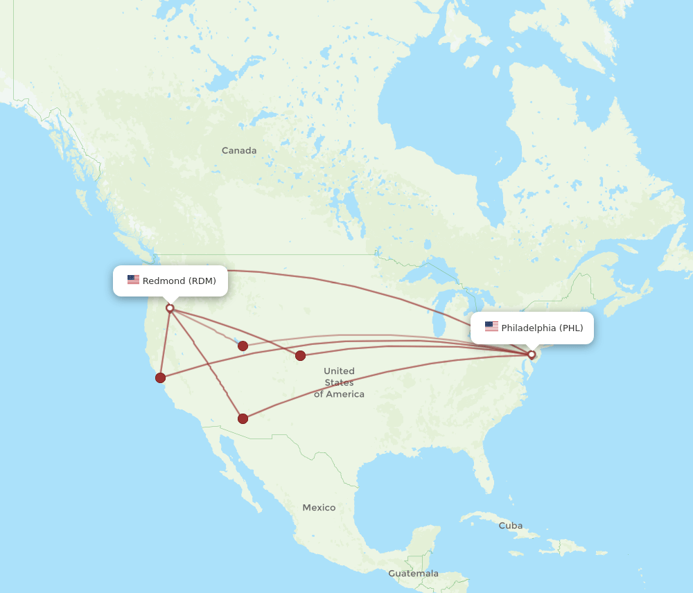 PHL-RDM flight routes