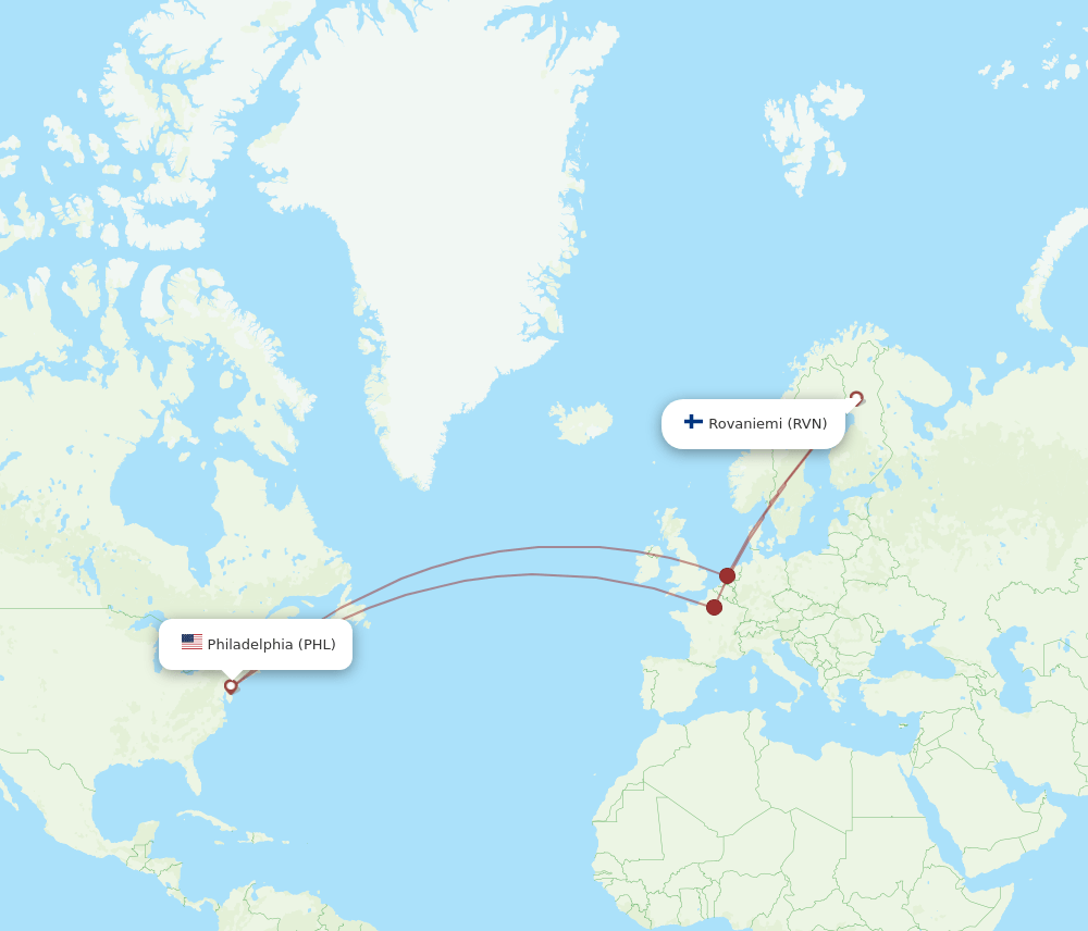 PHL-RVN flight routes