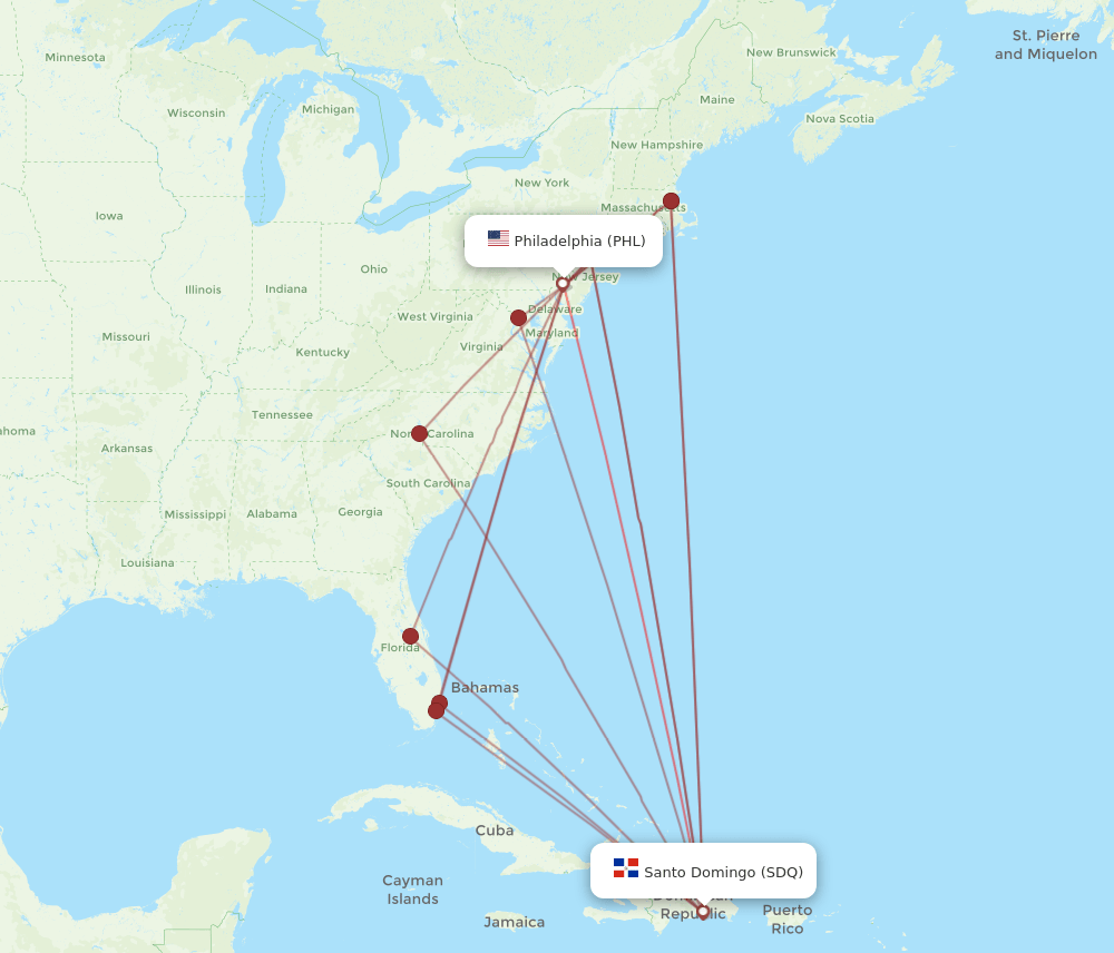 PHL-SDQ flight routes