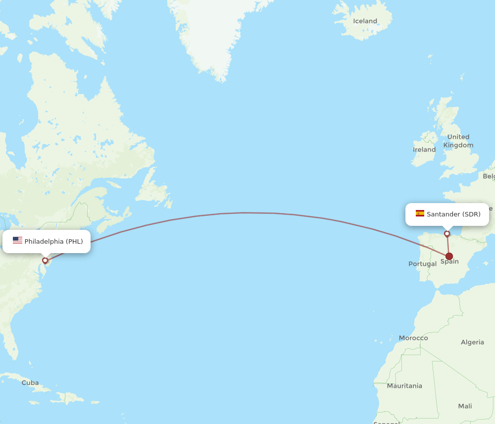 PHL-SDR flight routes
