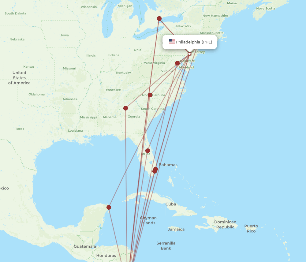 PHL-SJO flight routes
