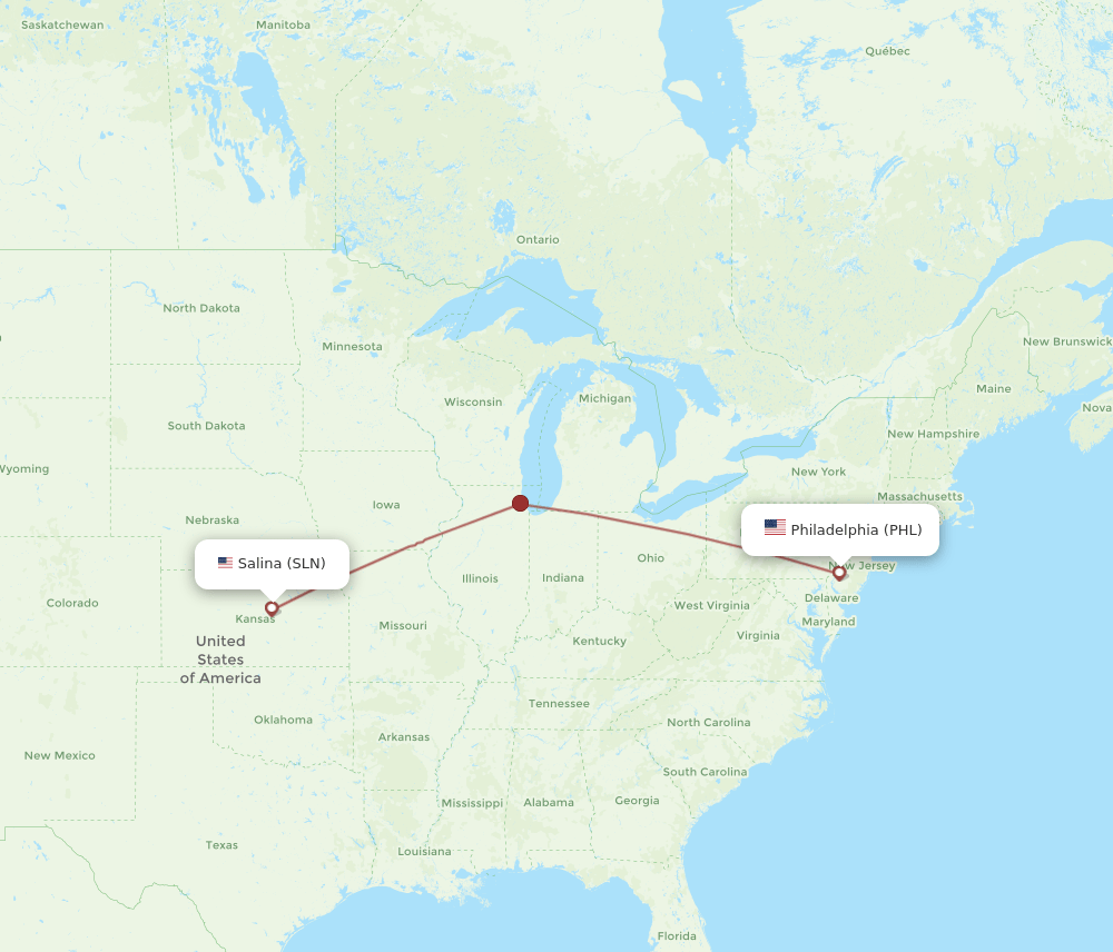 PHL-SLN flight routes