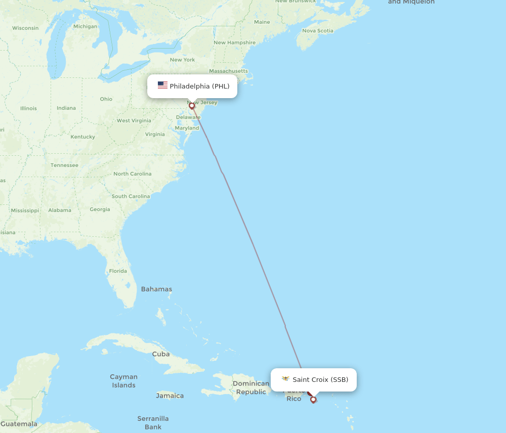 PHL-SSB flight routes
