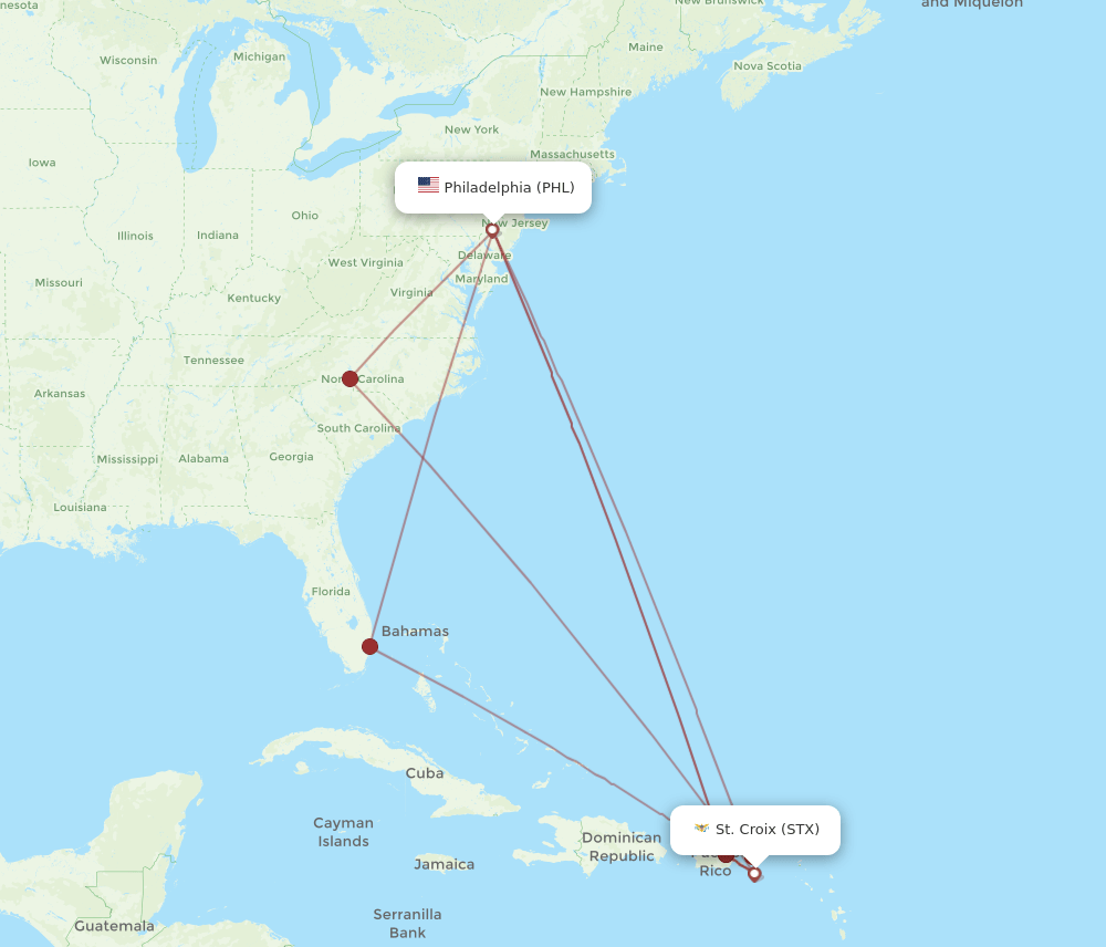PHL-STX flight routes