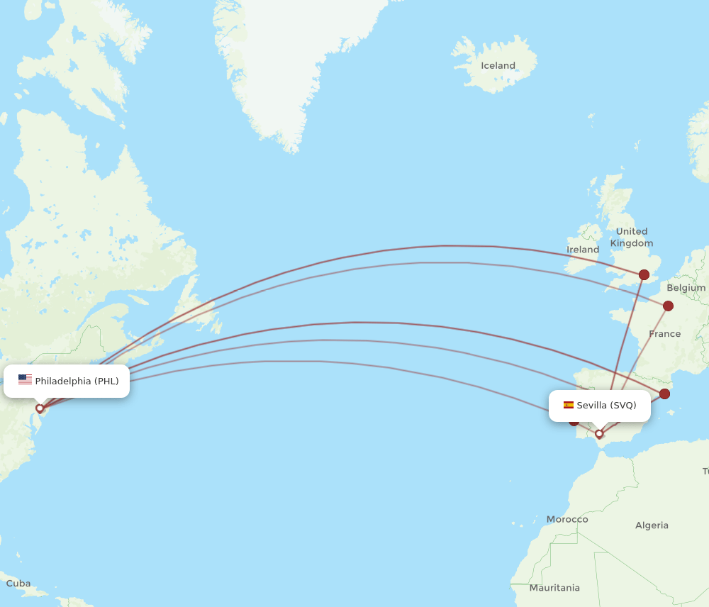 PHL-SVQ flight routes
