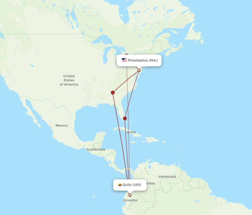 PHL-UIO flight routes