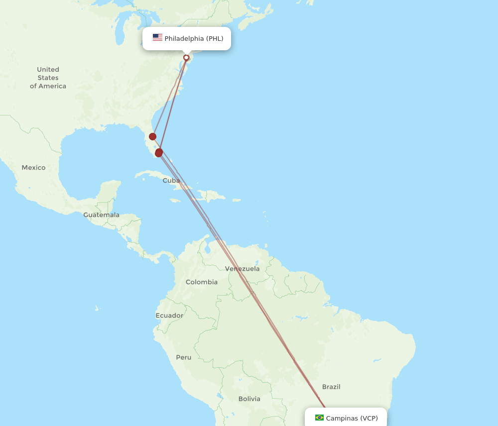 PHL-VCP flight routes