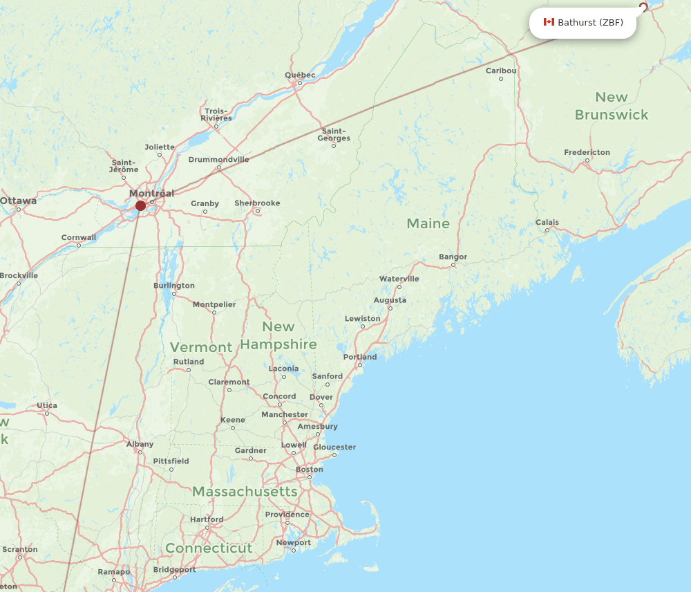 PHL to ZBF flights and routes map