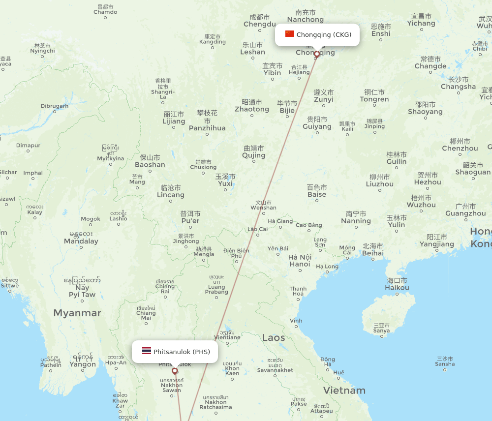 PHS-CKG flight routes