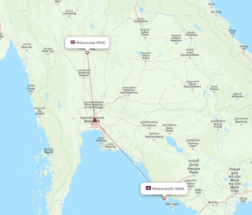 PHS-KOS flight routes