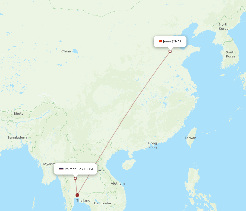 TNA to PHS flights and routes map