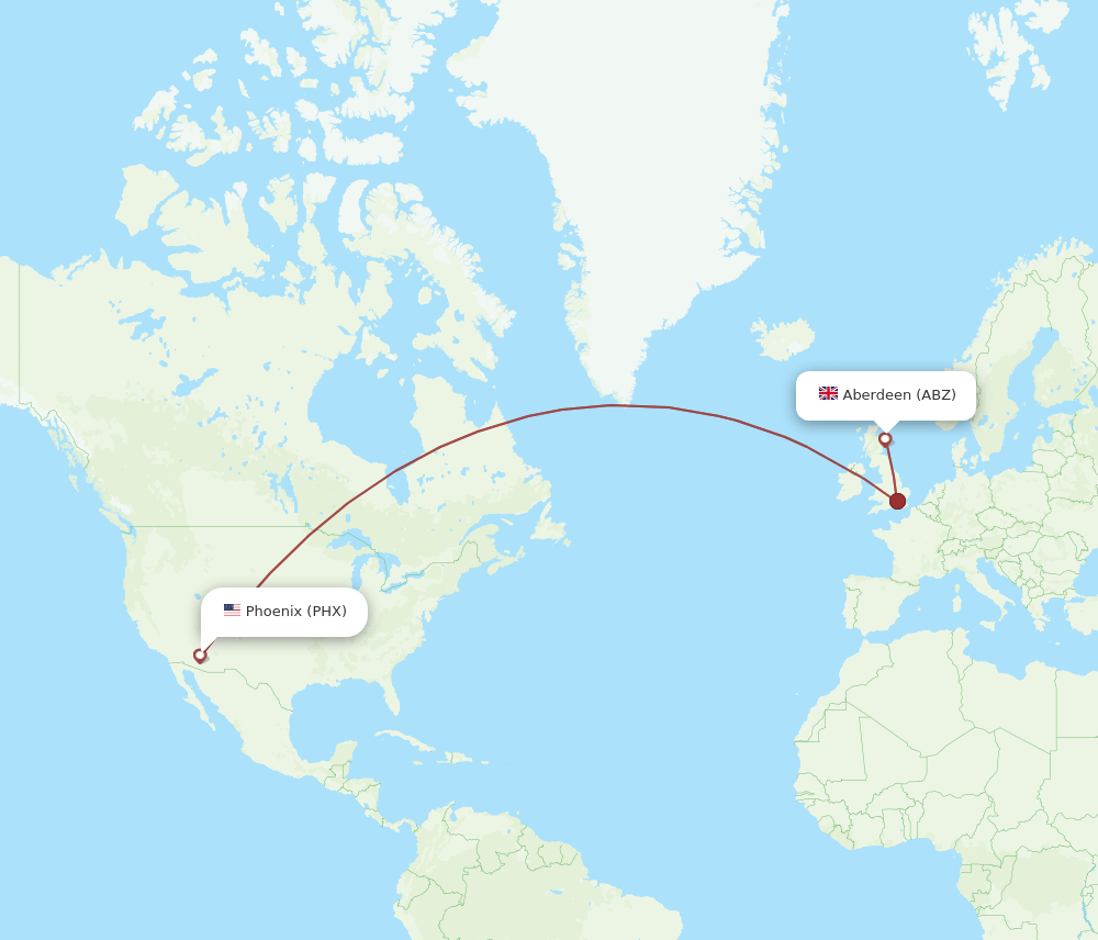 PHX to ABZ flights and routes map