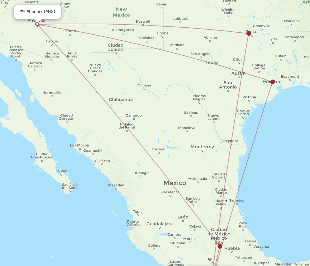 PHX-ACA flight routes
