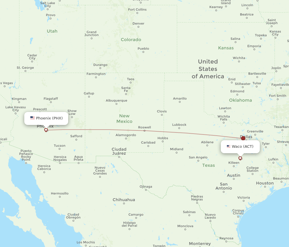 PHX-ACT flight routes