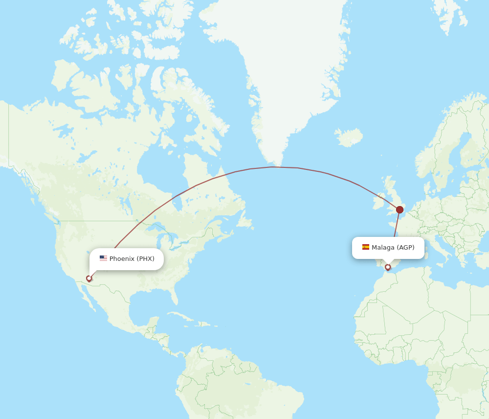 PHX-AGP flight routes