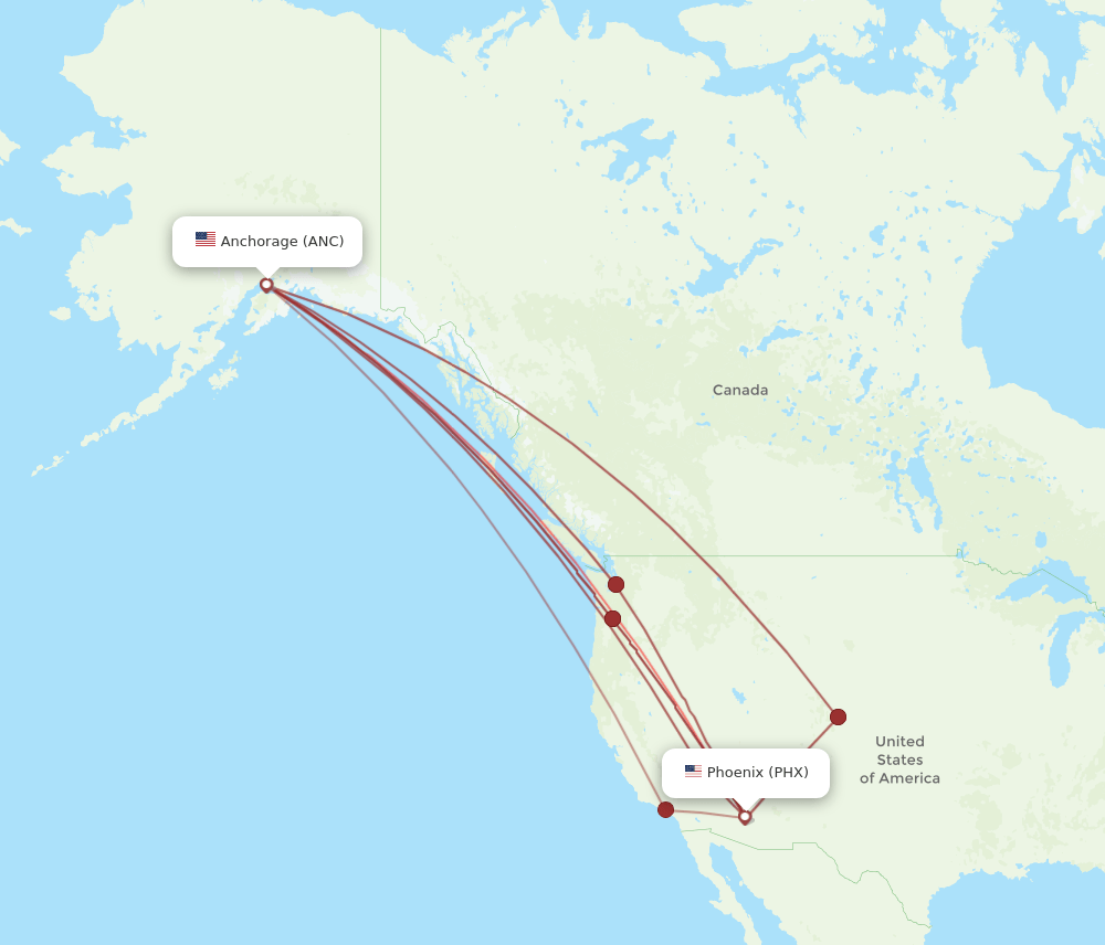PHX-ANC flight routes