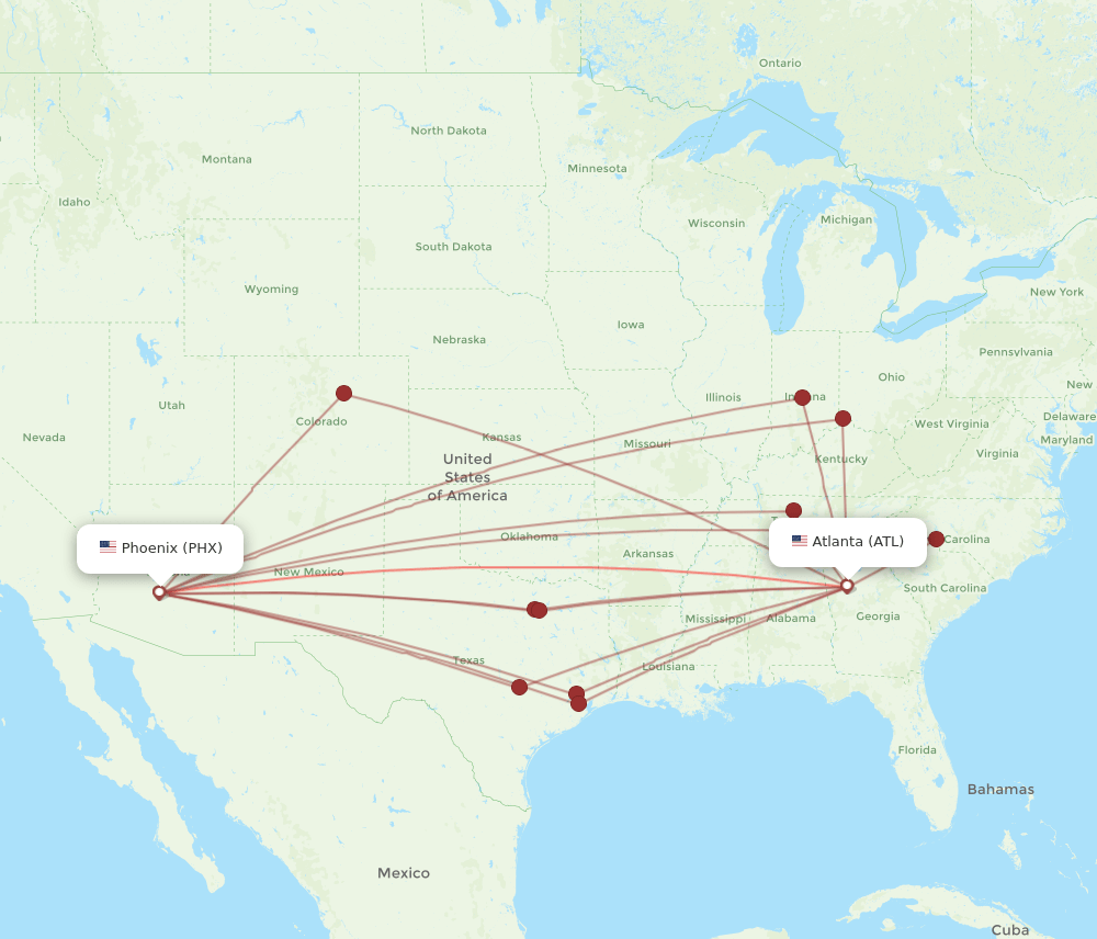 PHX-ATL flight routes