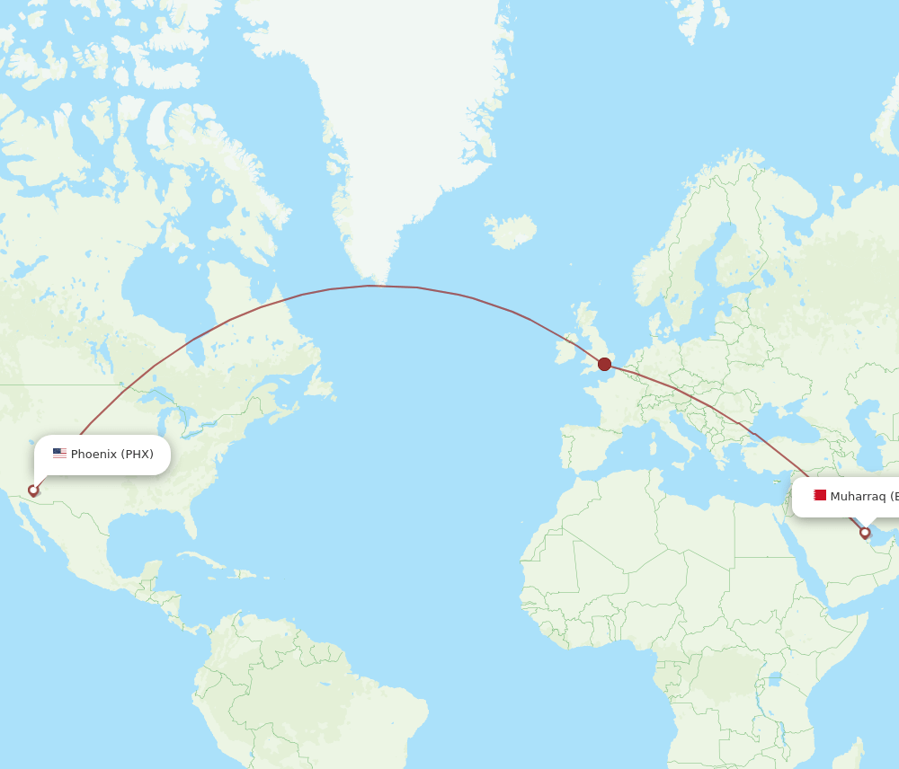 PHX-BAH flight routes