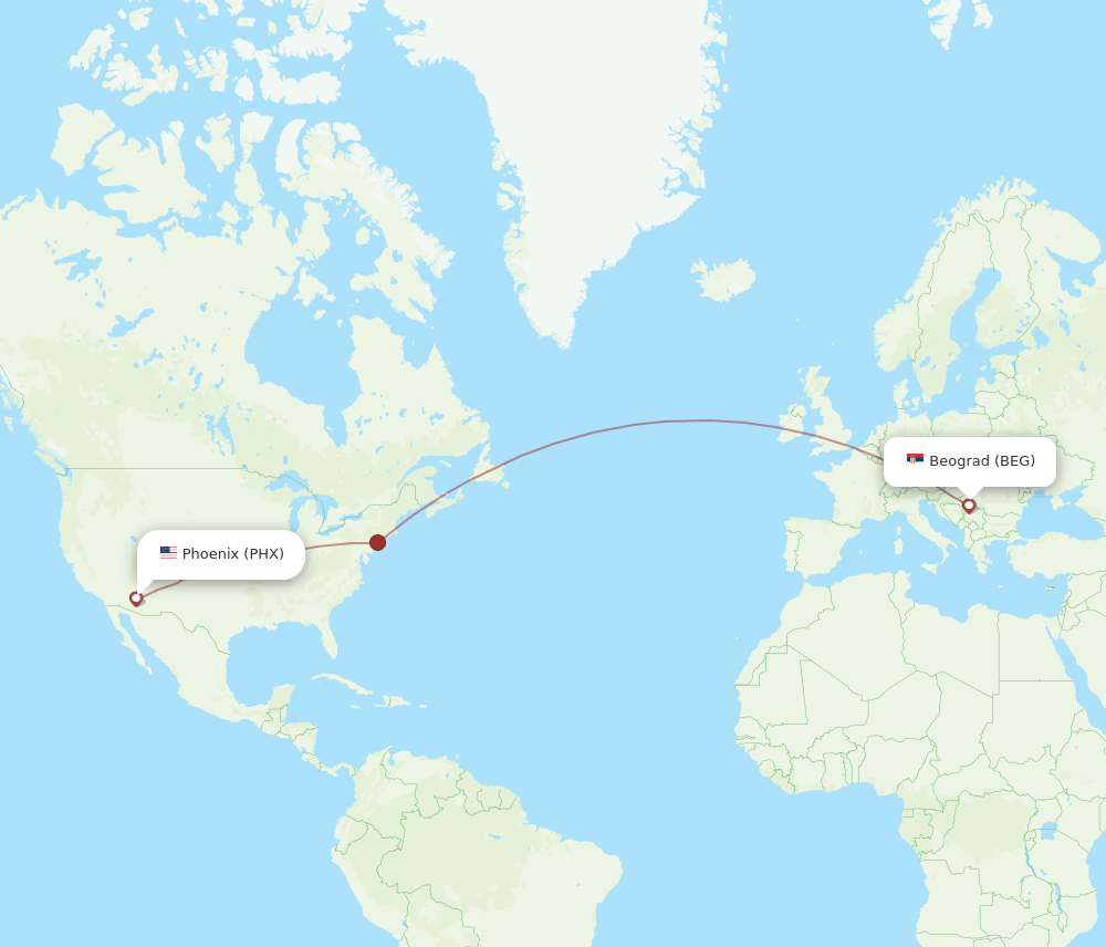 PHX-BEG flight routes