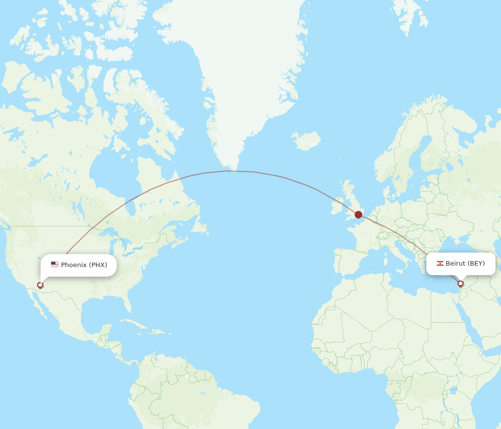 PHX-BEY flight routes