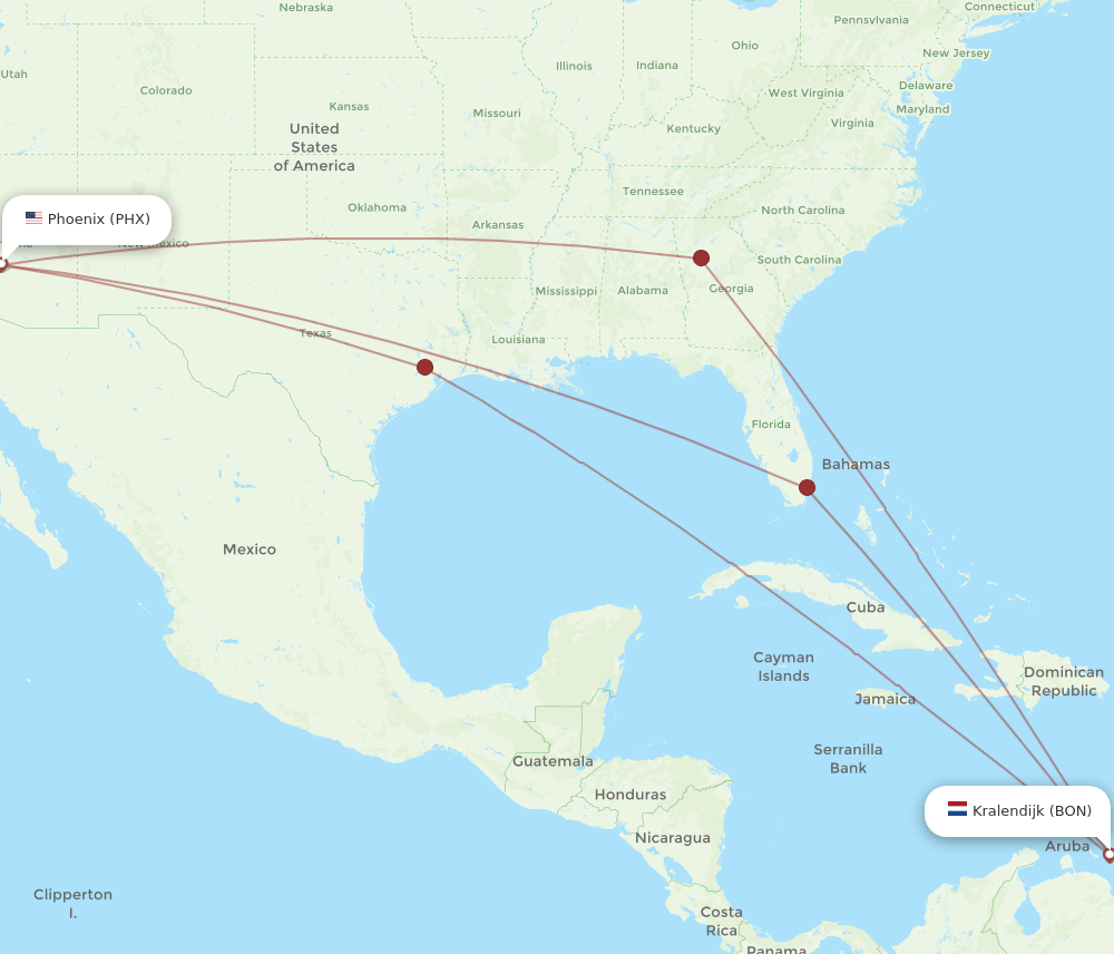 PHX-BON flight routes